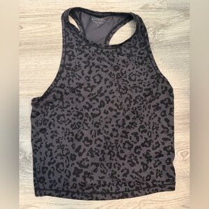 Athleta Black Leopard Print Women's Cropped Tank Top size small